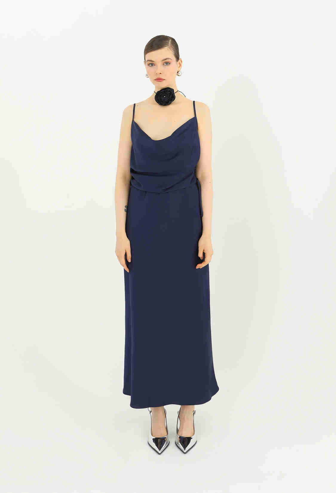 Elegant NavyMaxi Slip Skirt With Tie Closure - Brand: SOUL - Women & Kids, Baby Clothes Wholesale - TheBS Women