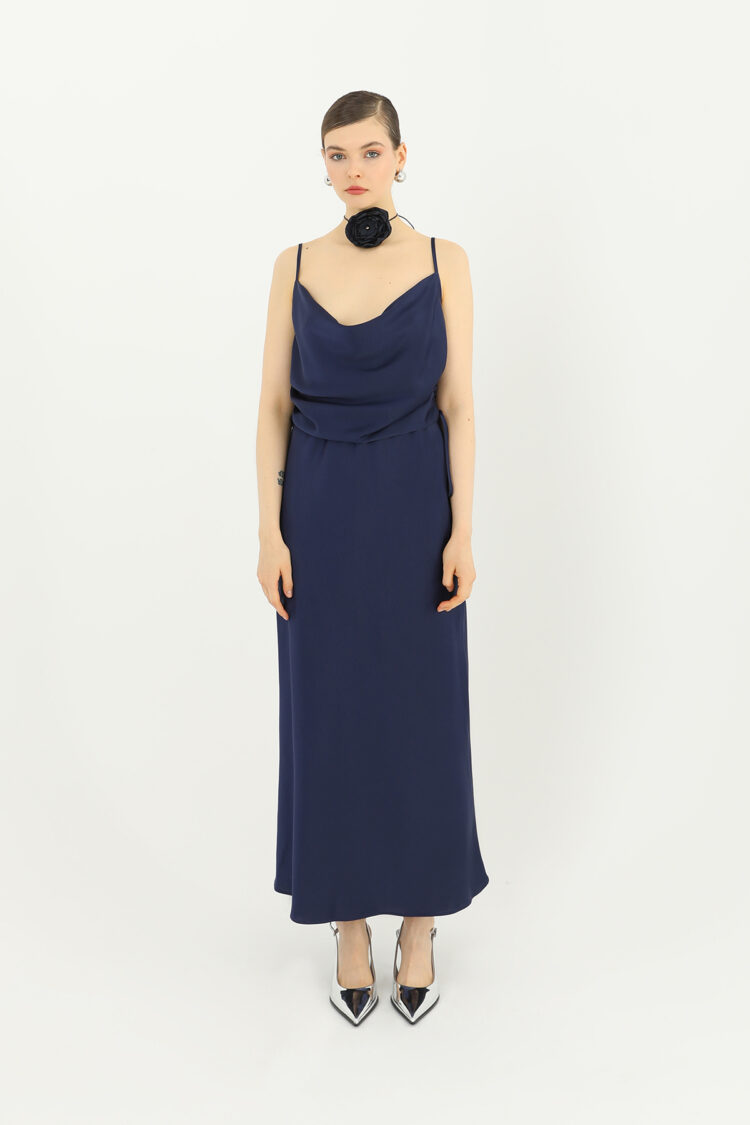 Elegant NavyMaxi Slip Skirt With Tie Closure - Brand: SOUL - Women & Kids, Baby Clothes Wholesale - TheBS Women