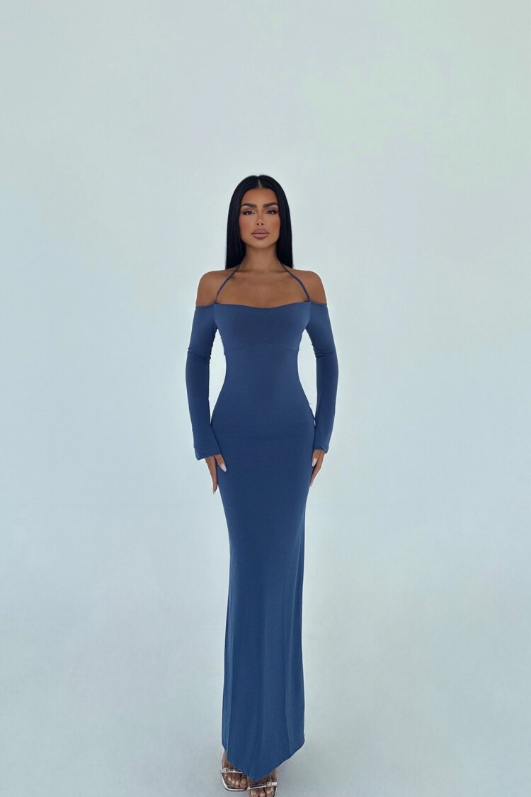 Navy Blue Sexy Elegant Formal Glam Bodycon Dress - Brand: EYYO ATELIER - Women & Kids, Baby Clothes Wholesale - TheBS Women