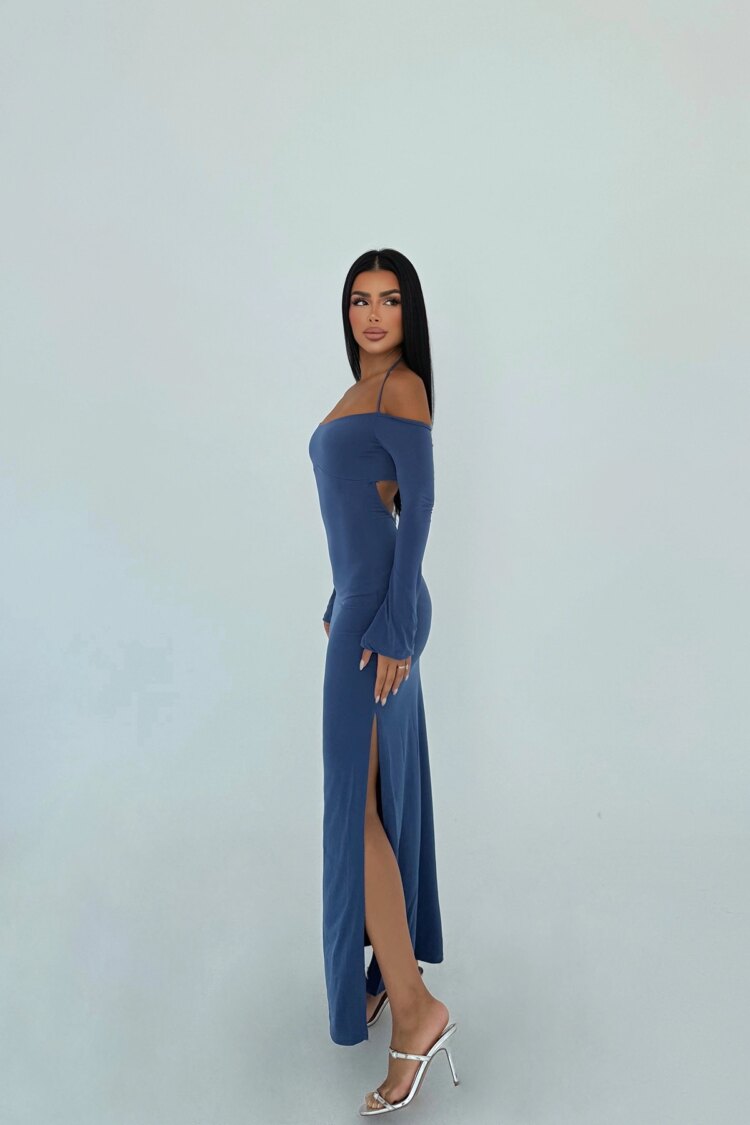 Navy Blue Sexy Elegant Formal Glam Bodycon Dress - Brand: EYYO ATELIER - Women & Kids, Baby Clothes Wholesale - TheBS Women