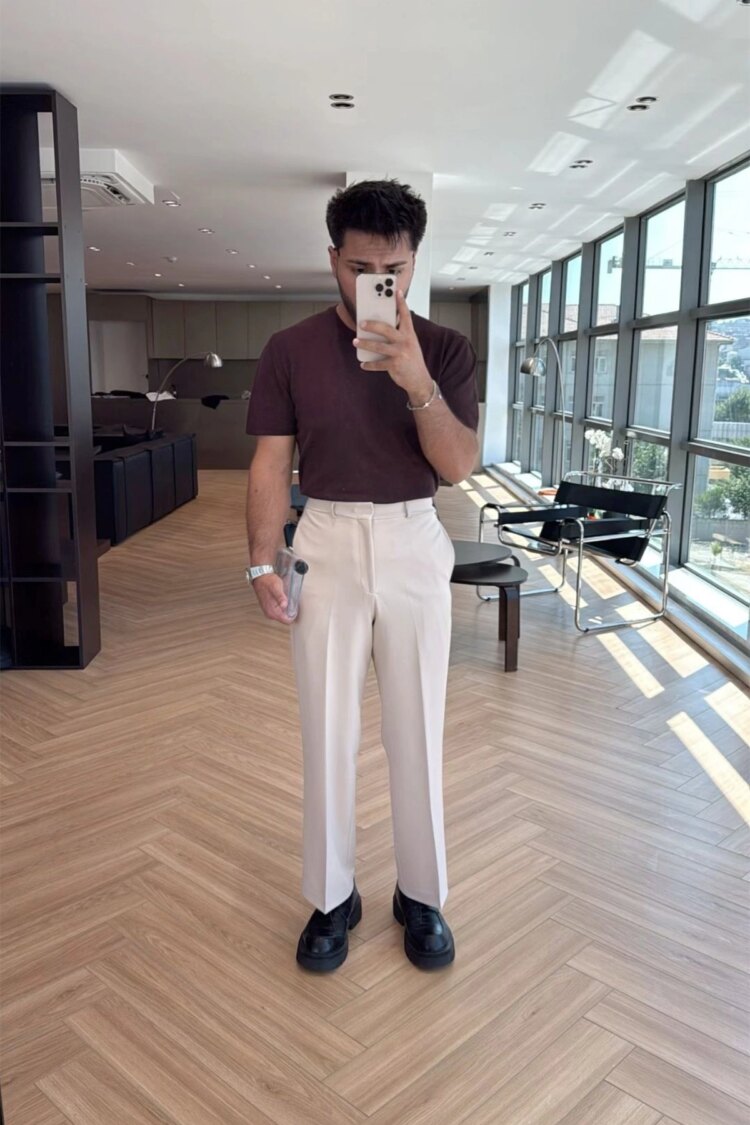 Beige Chinos Pants – Elegant Straight Leg High Waist - Brand: EYYO ATELIER - Women & Kids, Baby Clothes Wholesale - TheBS Women