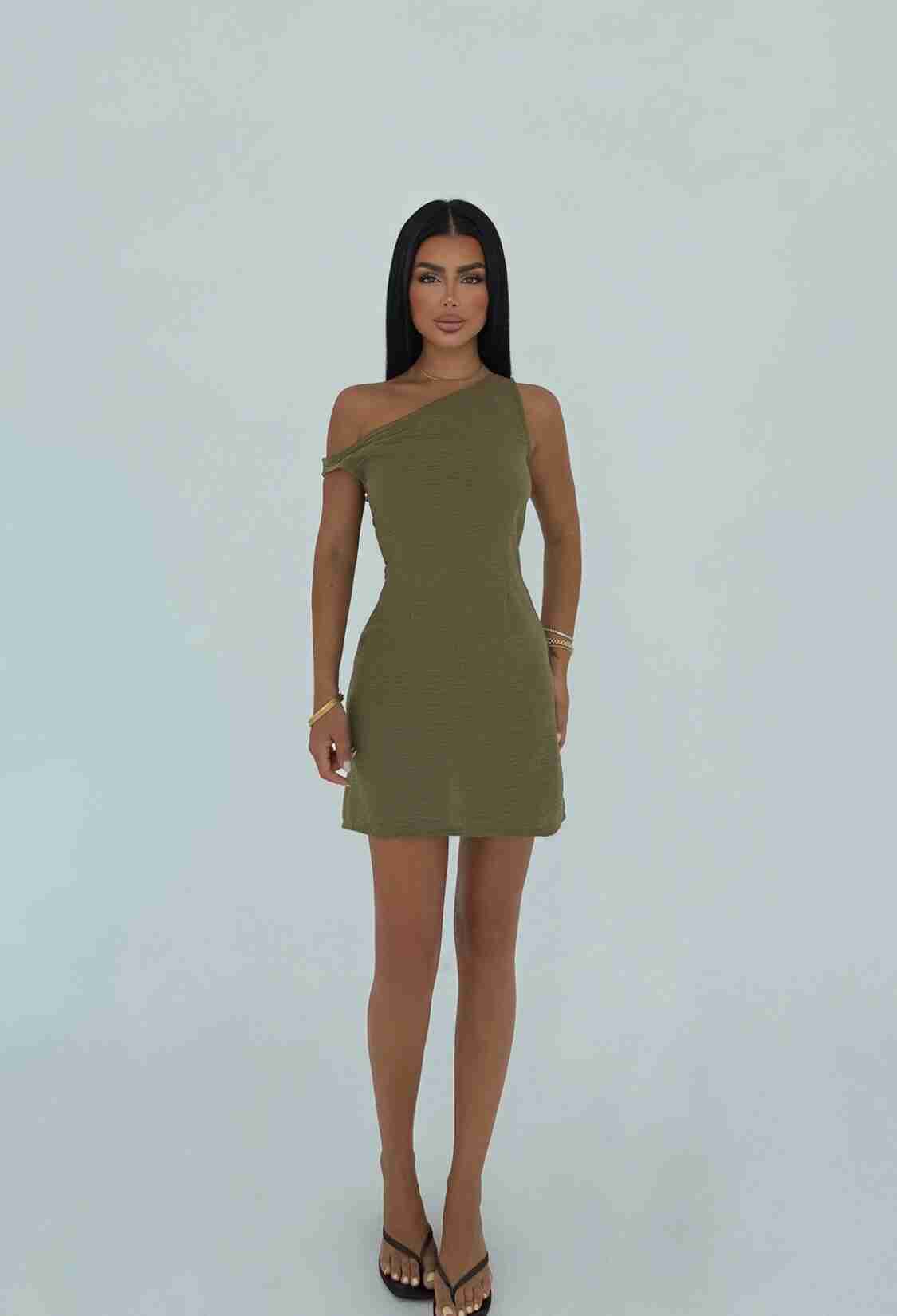 One Shoulder Neck Bodycon Mini Dress - Brand: EYYO ATELIER - Women & Kids, Baby Clothes Wholesale - TheBS Women