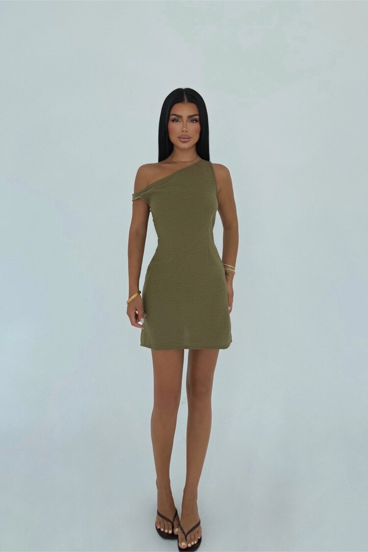 One Shoulder Neck Bodycon Mini Dress - Brand: EYYO ATELIER - Women & Kids, Baby Clothes Wholesale - TheBS Women