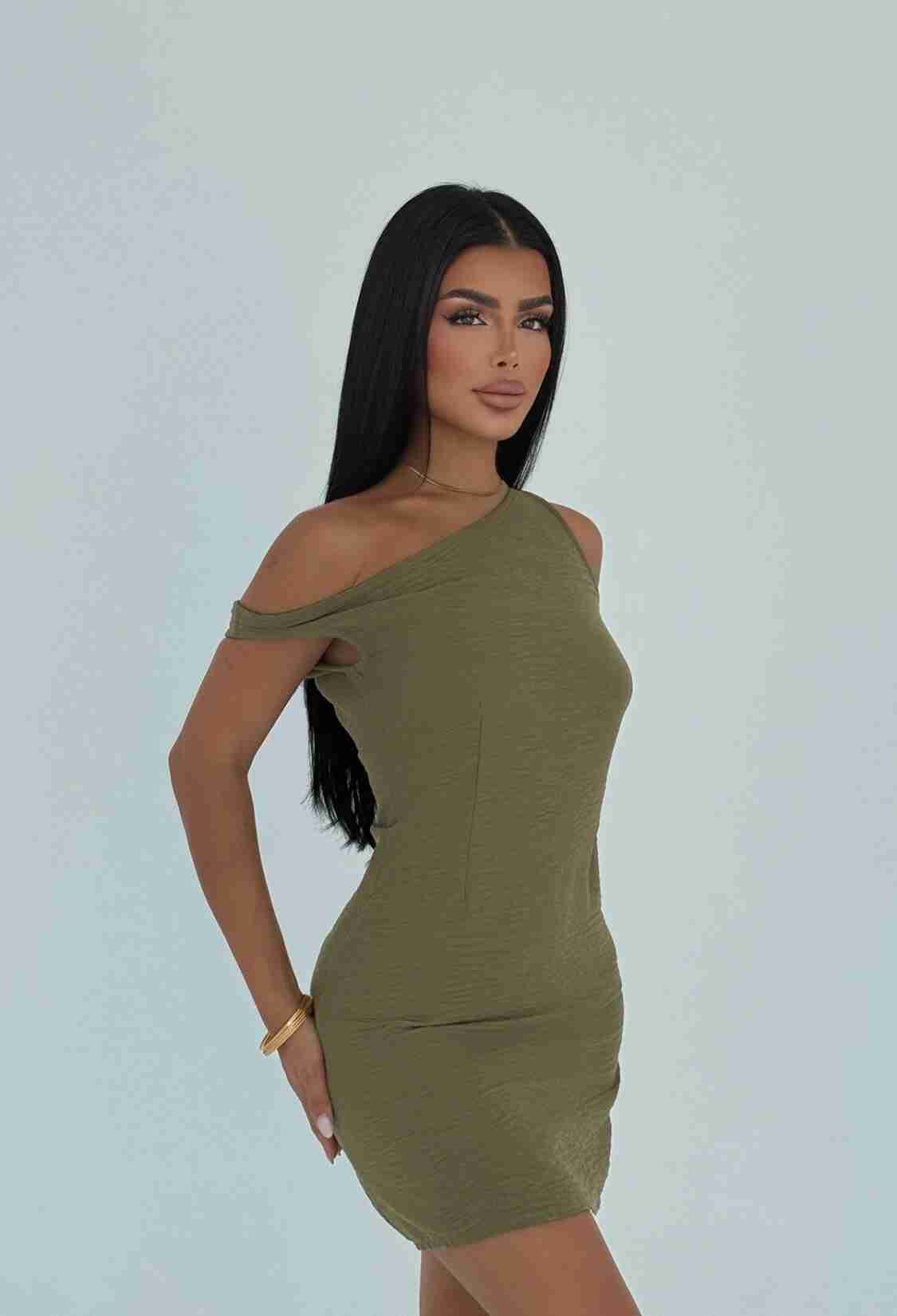 One Shoulder Neck Bodycon Mini Dress - Brand: EYYO ATELIER - Women & Kids, Baby Clothes Wholesale - TheBS Women