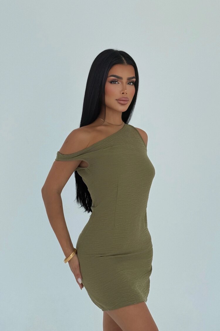 One Shoulder Neck Bodycon Mini Dress - Brand: EYYO ATELIER - Women & Kids, Baby Clothes Wholesale - TheBS Women