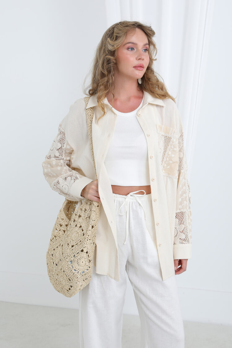 Boho Buttoned Shirt With Floral Design - Brand: SOUL - Women & Kids, Baby Clothes Wholesale - TheBS Women