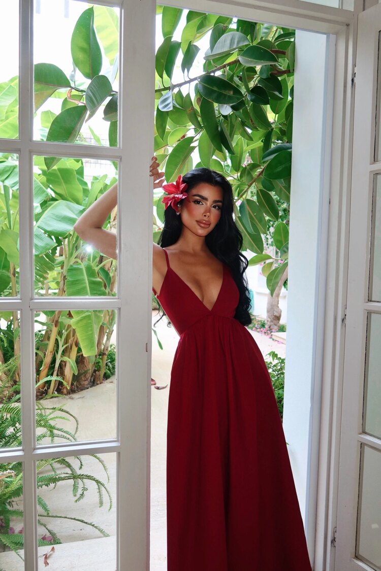Claret Red Elegant Maxi Cami Dress - Brand: EYYO ATELIER - Women & Kids, Baby Clothes Wholesale - TheBS Women