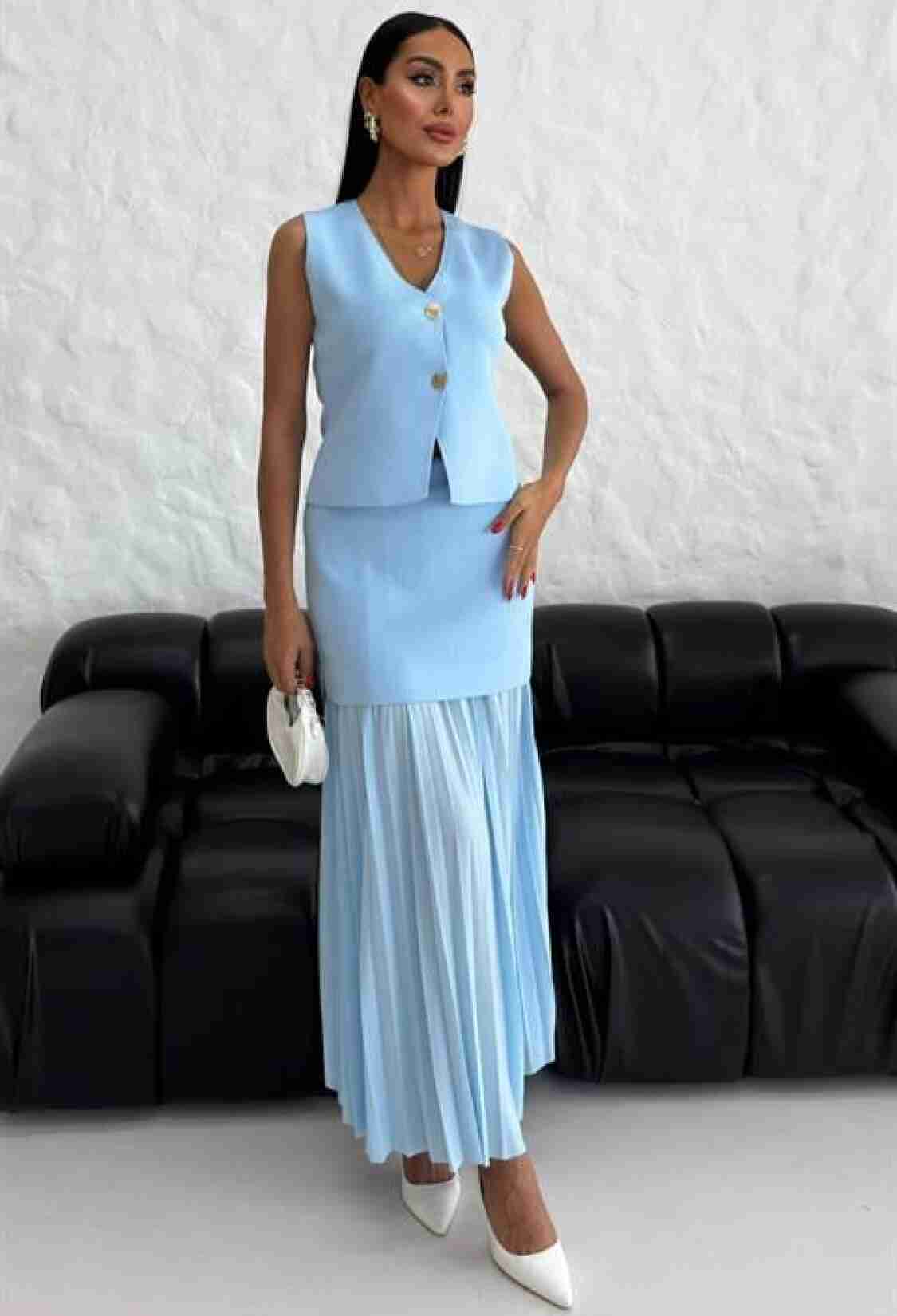 Elegant Formal Pleated Maxi Set - Brand: Sobe Istanbul - Women & Kids, Baby Clothes Wholesale - TheBS Women