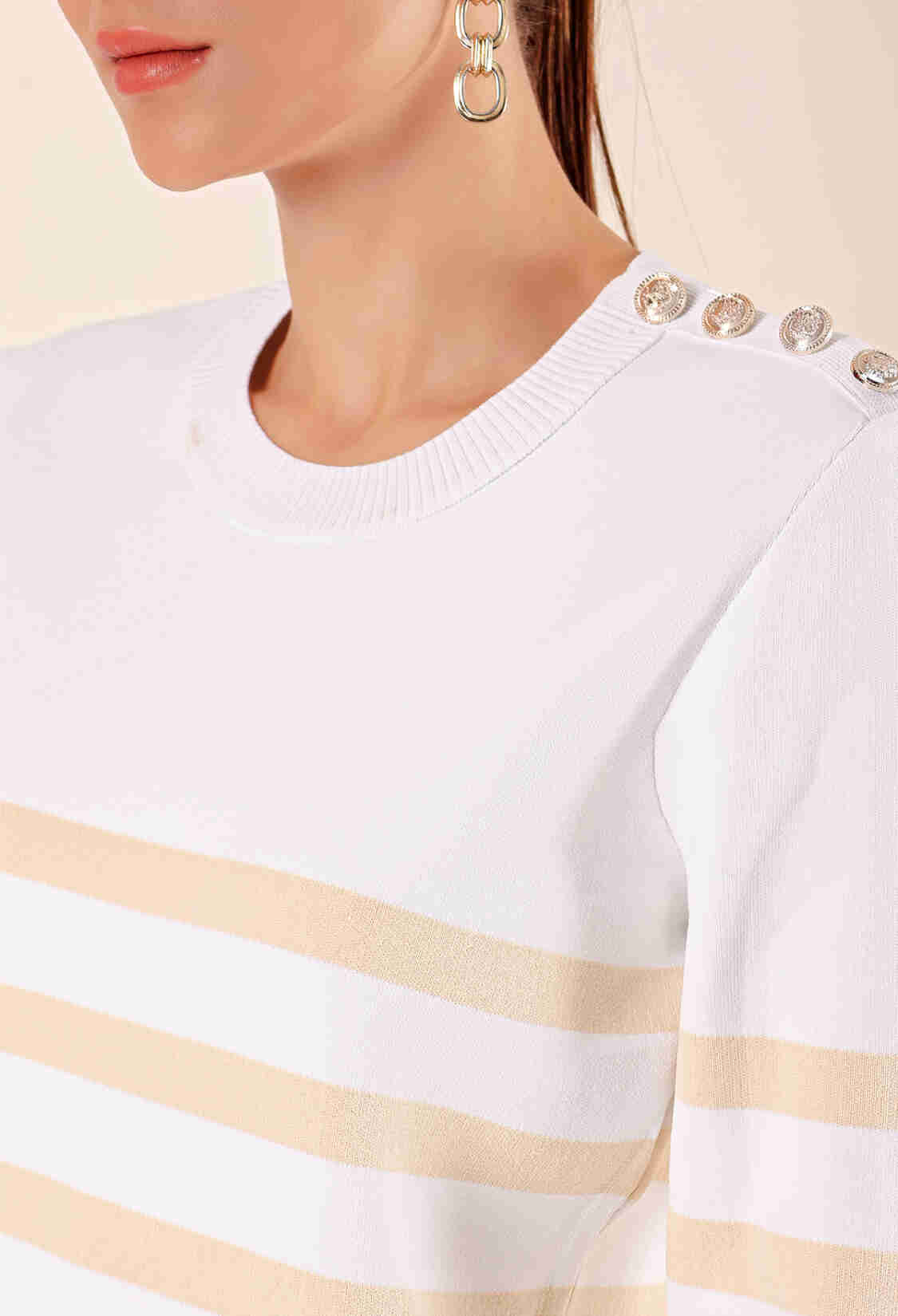 Button Detailed Striped Sweater - C. - Brand: Bigdart - Women & Kids, Baby Clothes Wholesale - TheBS Women