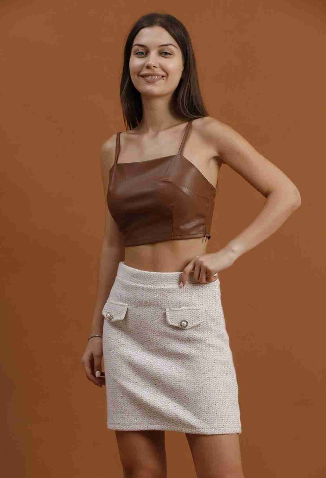 Pocket Detailed Mini Skirt - Brand: Topshow - Women & Kids, Baby Clothes Wholesale - TheBS Women