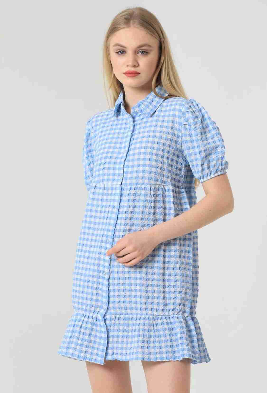 Shirt Collar Halterneck Dress - Blue - Brand: Topshow - Women & Kids, Baby Clothes Wholesale - TheBS Women