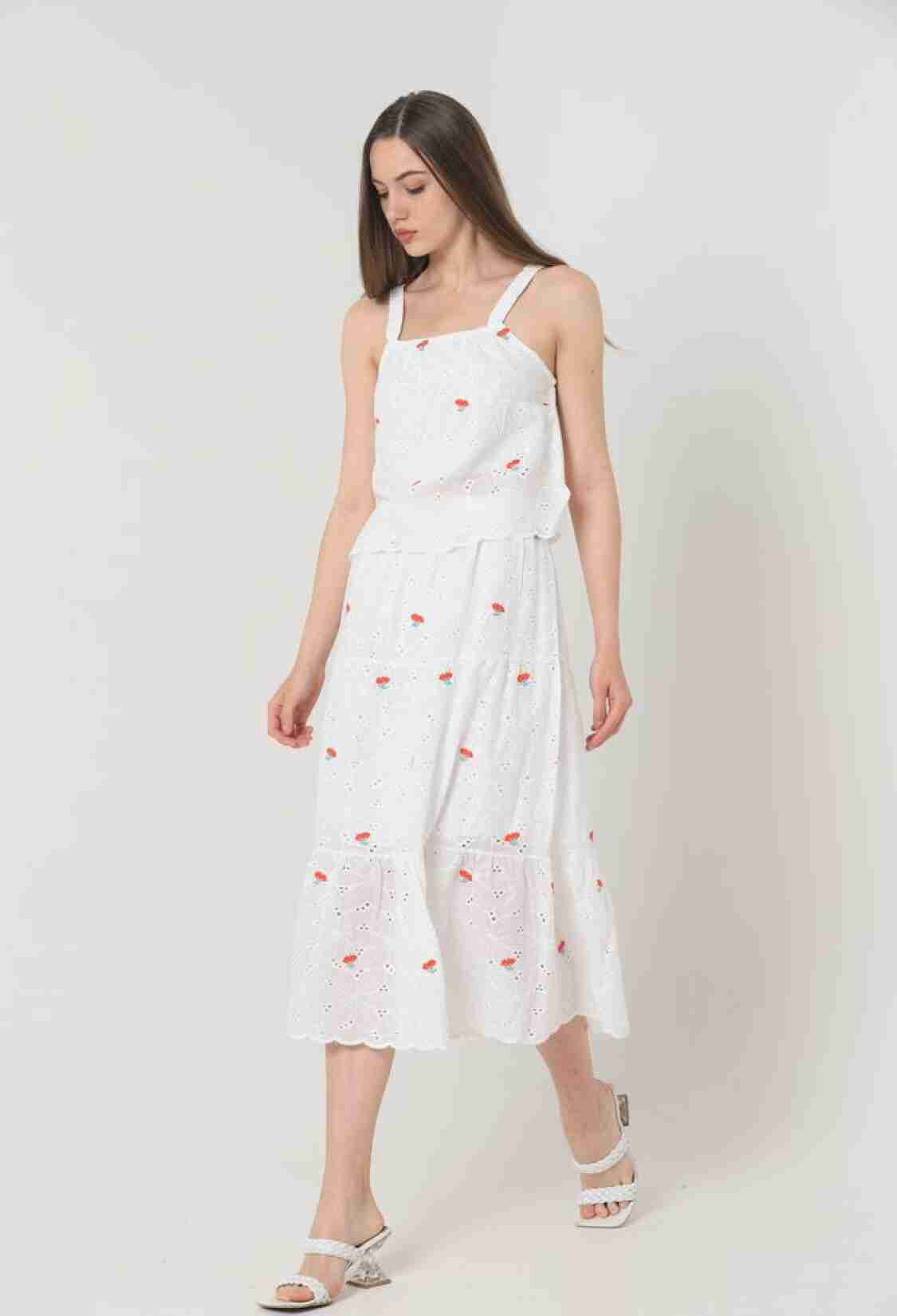 Floral Embroidered Long Skirt - Red & - Brand: Topshow - Women & Kids, Baby Clothes Wholesale - TheBS Women