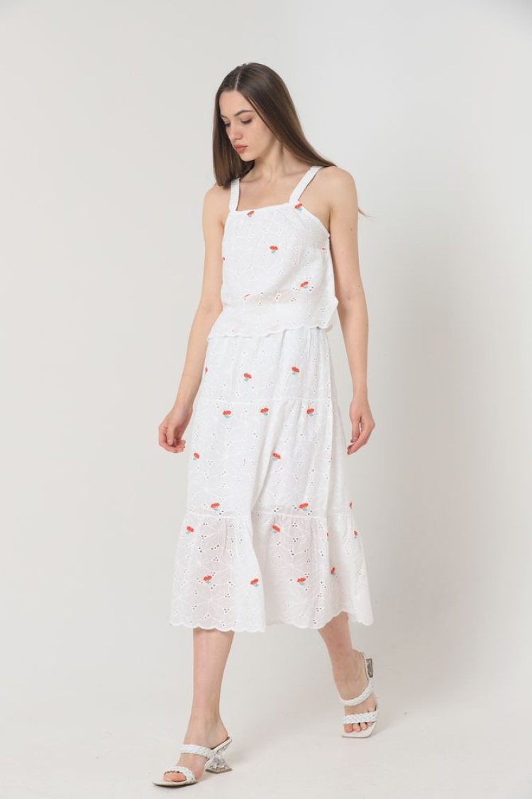 Floral Embroidered Long Skirt - Red & - Brand: Topshow - Women & Kids, Baby Clothes Wholesale - TheBS Women