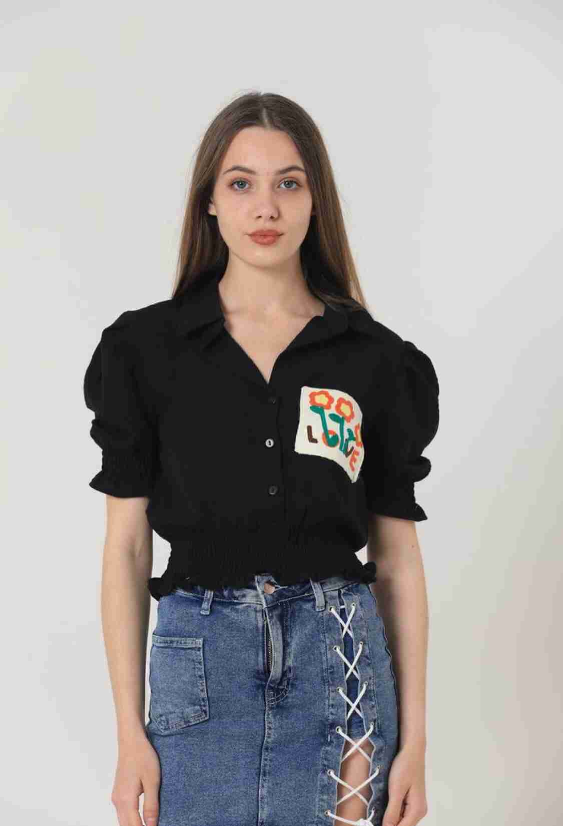 Pocket Embroidered Shirt - Brand: Topshow - Women & Kids, Baby Clothes Wholesale - TheBS Women