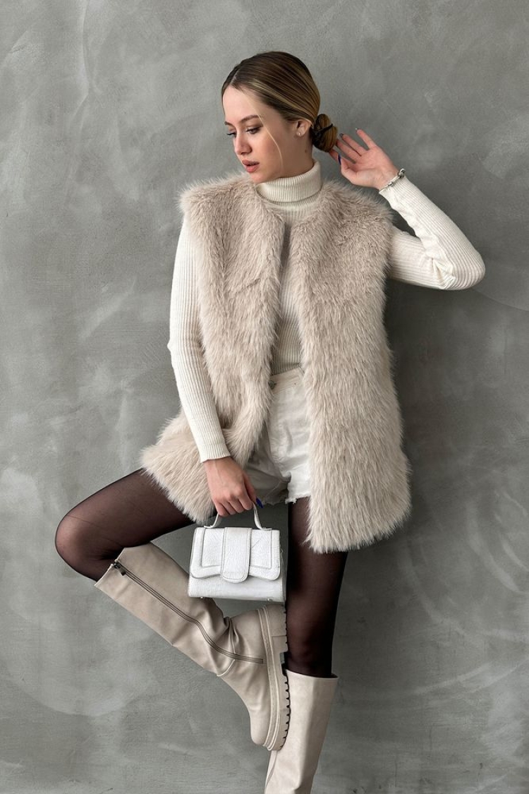 Taş F 1567 Feather Vest - Brand: Topshow - Women & Kids, Baby Clothes Wholesale - TheBS Women