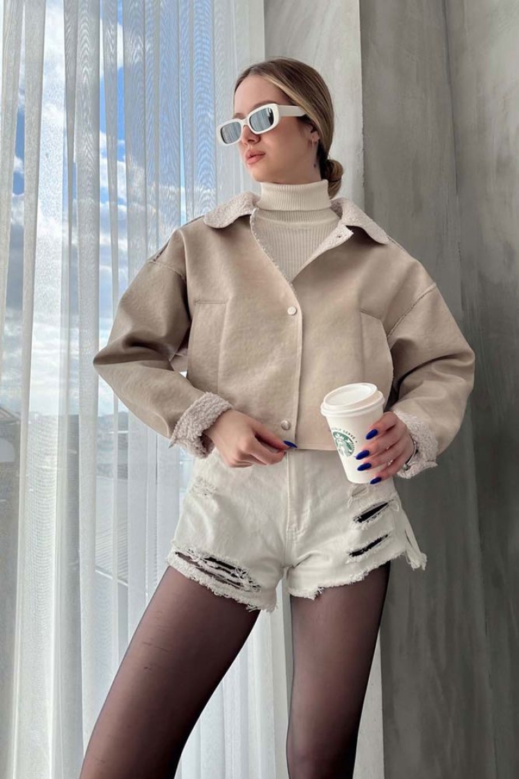 Taş F 1577 Nubuck Collar Coat - Brand: Topshow - Women & Kids, Baby Clothes Wholesale - TheBS Women