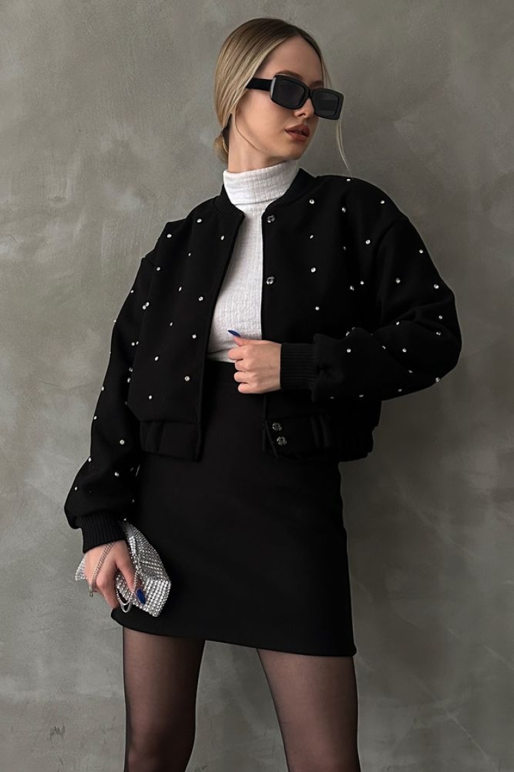 Stone Detailed College Jacket - Brand: Topshow - Women & Kids, Baby Clothes Wholesale - TheBS Women