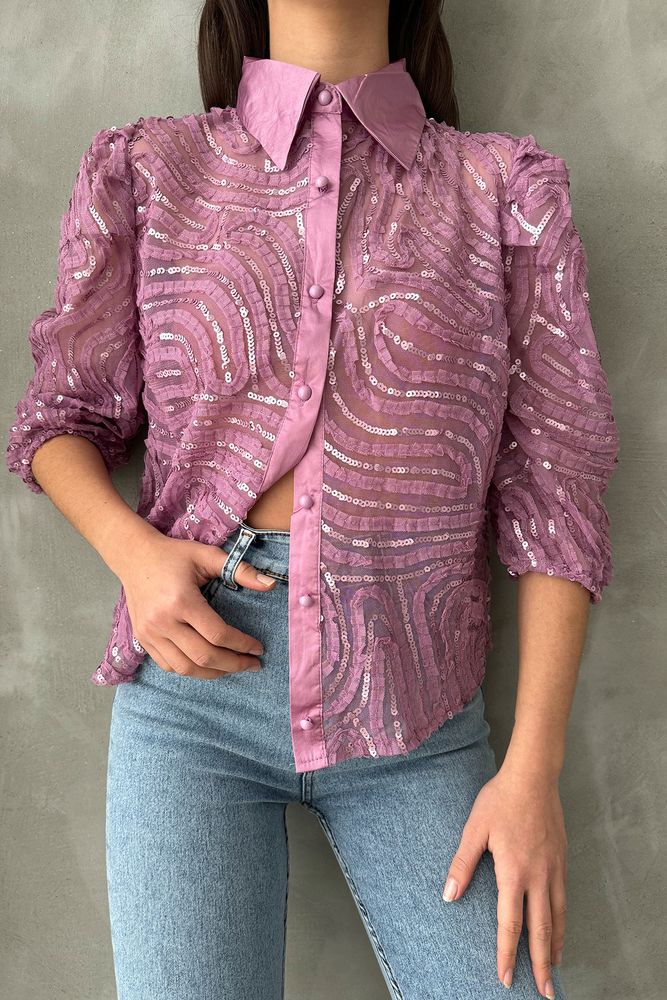 Sequin Embroidered Tulle Shirt - Brand: Topshow - Women & Kids, Baby Clothes Wholesale - TheBS Women