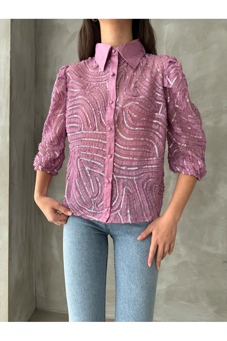 Sequin Embroidered Tulle Shirt - Brand: Topshow - Women & Kids, Baby Clothes Wholesale - TheBS Women