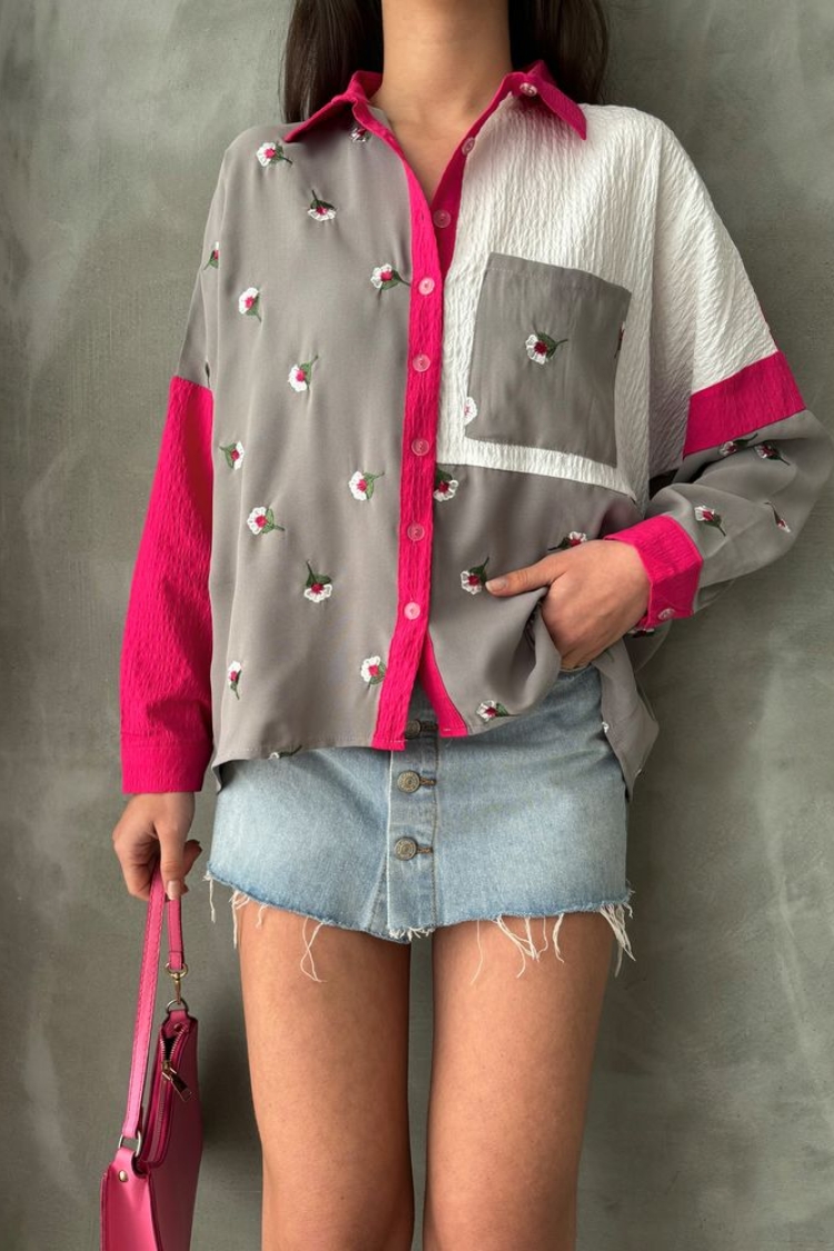 GrayFloral Shirt - Brand: Topshow - Women & Kids, Baby Clothes Wholesale - TheBS Women