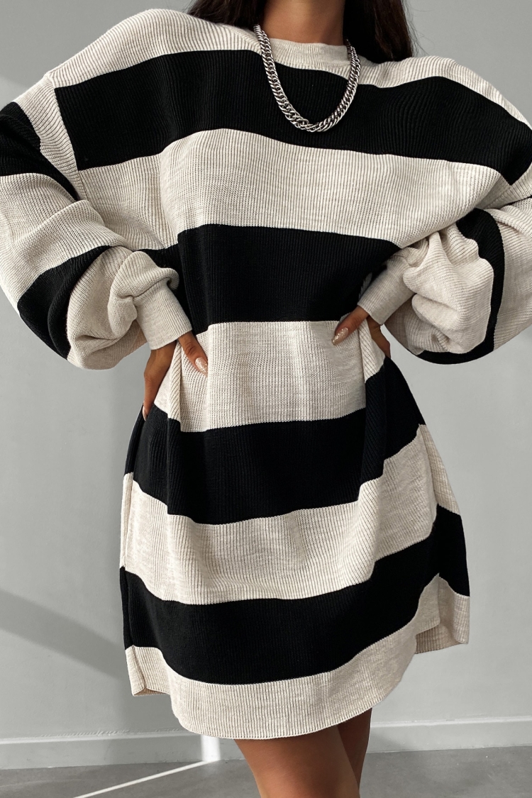 Striped Balloon Sleeve Dress - Brand: My Fashion - Women & Kids, Baby Clothes Wholesale - TheBS Women