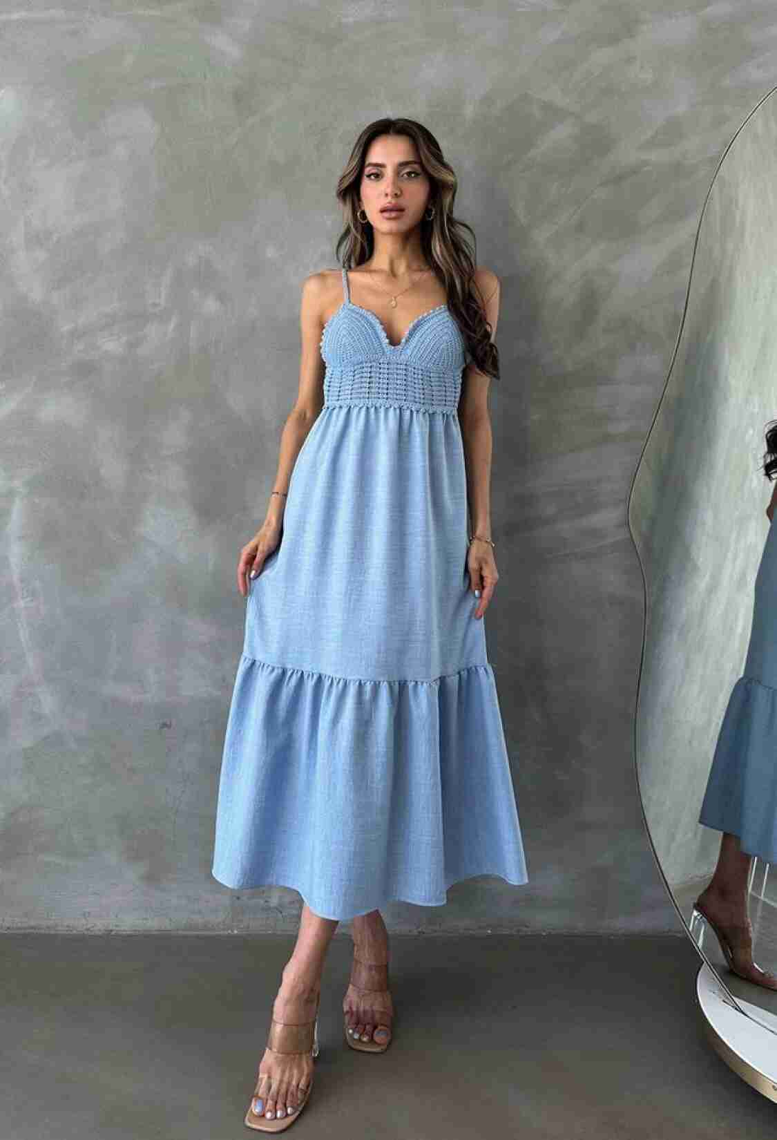 Linen Strappy V-Neck Floor Length Dress - Brand: Topshow - Women & Kids, Baby Clothes Wholesale - TheBS Women