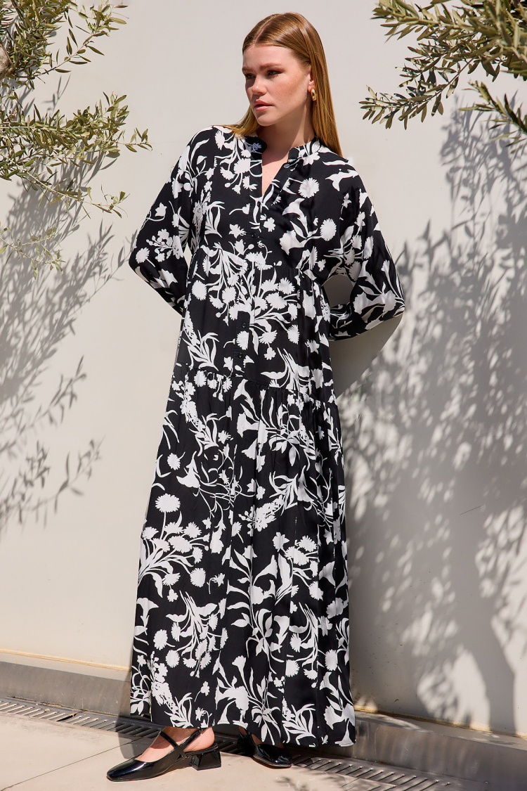 Black And White Viscose Hijab Dress 2423 - Brand: Bigdart - Women & Kids, Baby Clothes Wholesale - TheBS Women