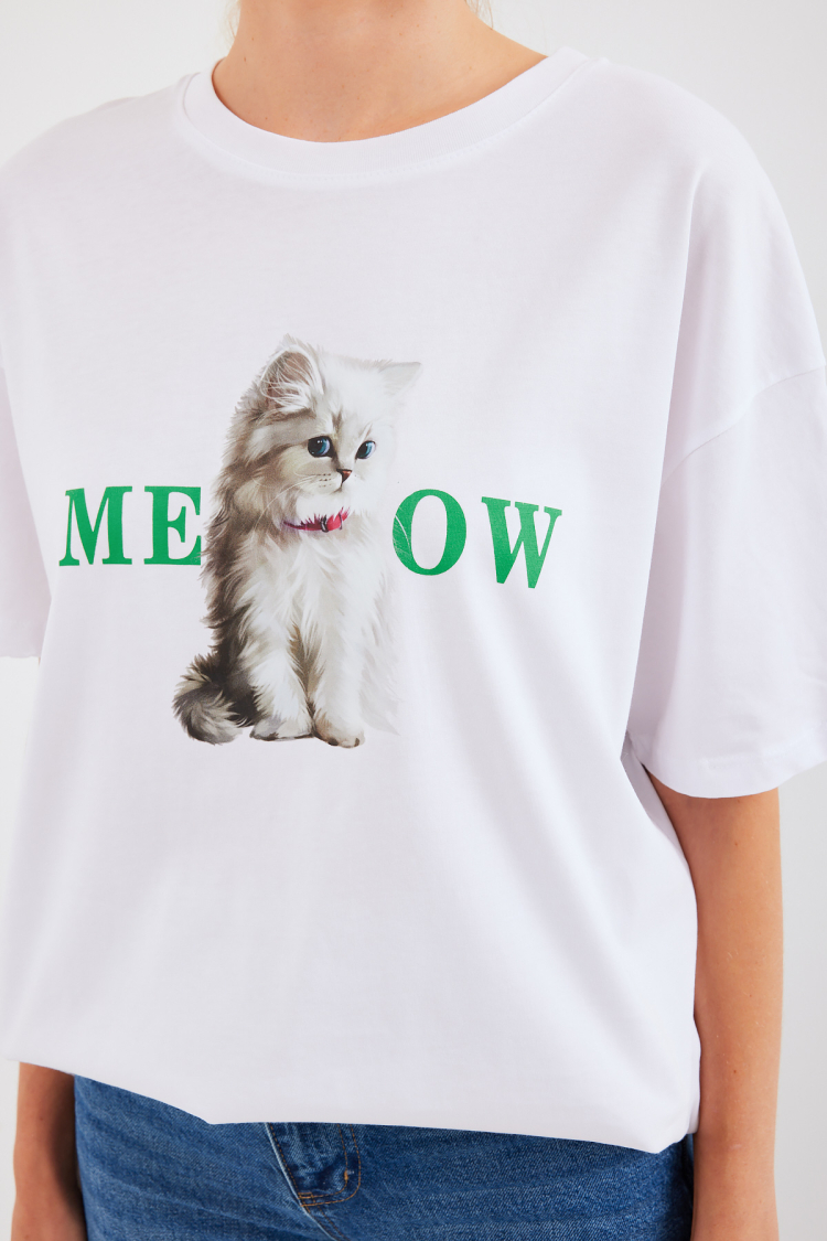 Printed Oversize T-Shirt - White - Brand: Bigdart - Women & Kids, Baby Clothes Wholesale - TheBS Women