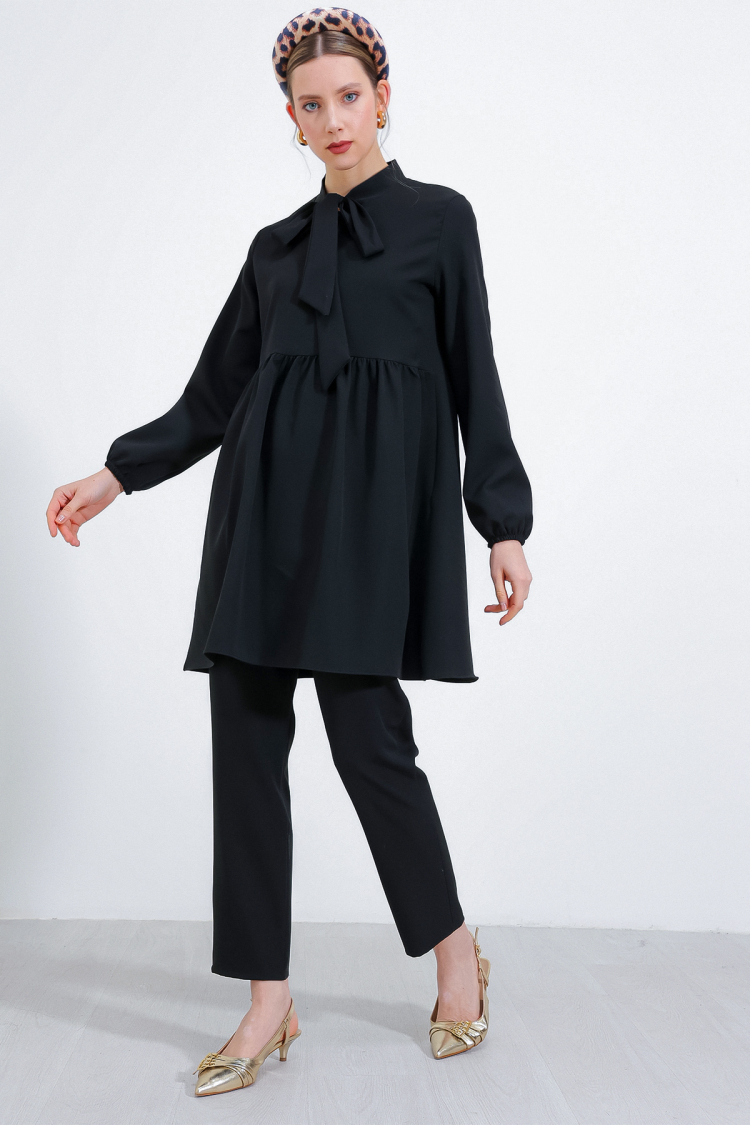 Black Knitted Trousers Tunic Top And Bottom Set 6654 - Brand: Bigdart - Women & Kids, Baby Clothes Wholesale - TheBS Women