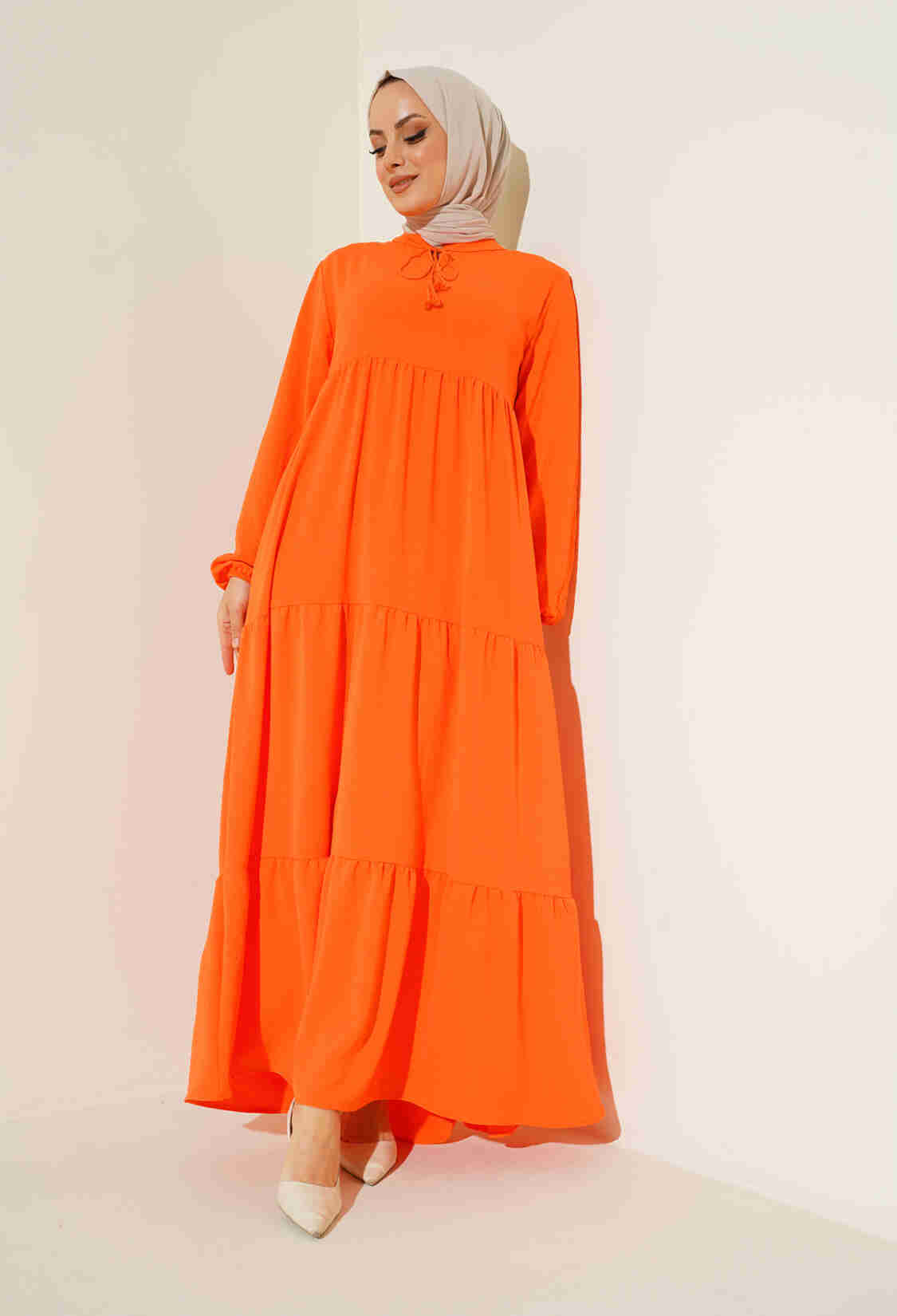 Lace-up Hijab Dress - Oranje - Brand: Bigdart - Women & Kids, Baby Clothes Wholesale - TheBS Women