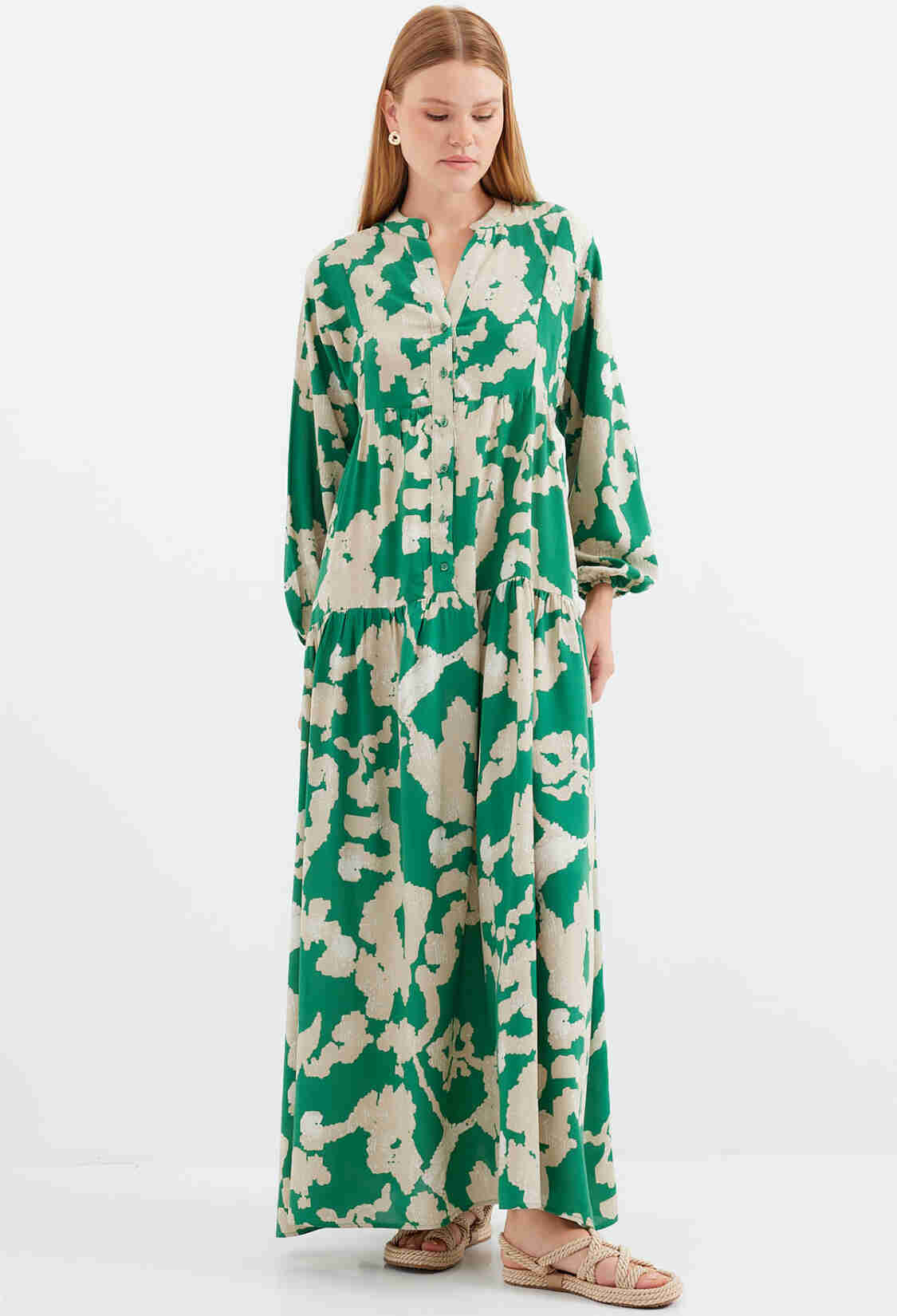 Authentic Patterned Dress - Emerald - Brand: Bigdart - Women & Kids, Baby Clothes Wholesale - TheBS Women