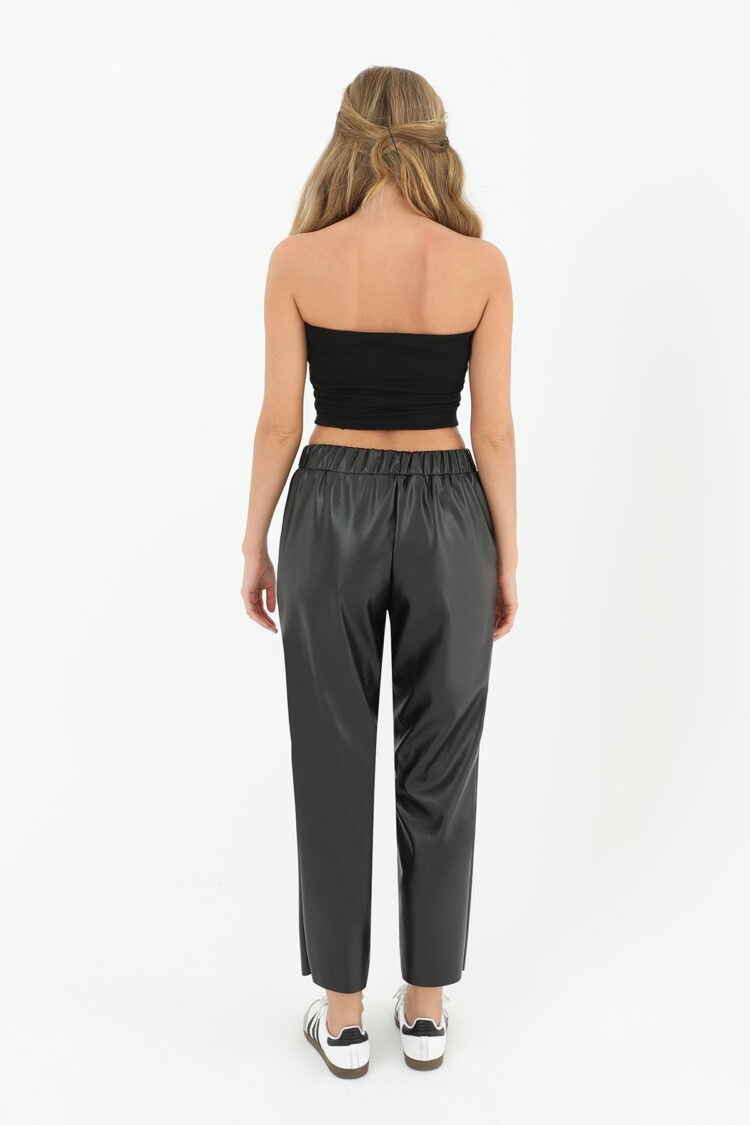 Women's Elastic Waist Pocket Detailed Leather Trousers - Brand: Puane - Women & Kids, Baby Clothes Wholesale - TheBS Women