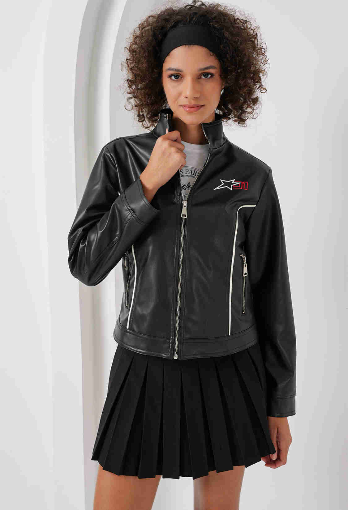 Stand Collar Faux Leather Jacket - Black - Brand: Bigdart - Women & Kids, Baby Clothes Wholesale - TheBS Women