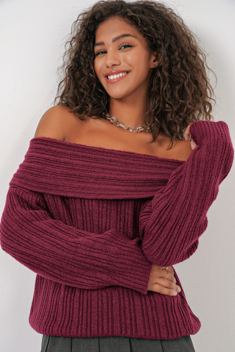 Women's Open Shoulder Oversize Knitwear Sweater - Brand: Bigdart - Women & Kids, Baby Clothes Wholesale - TheBS Women