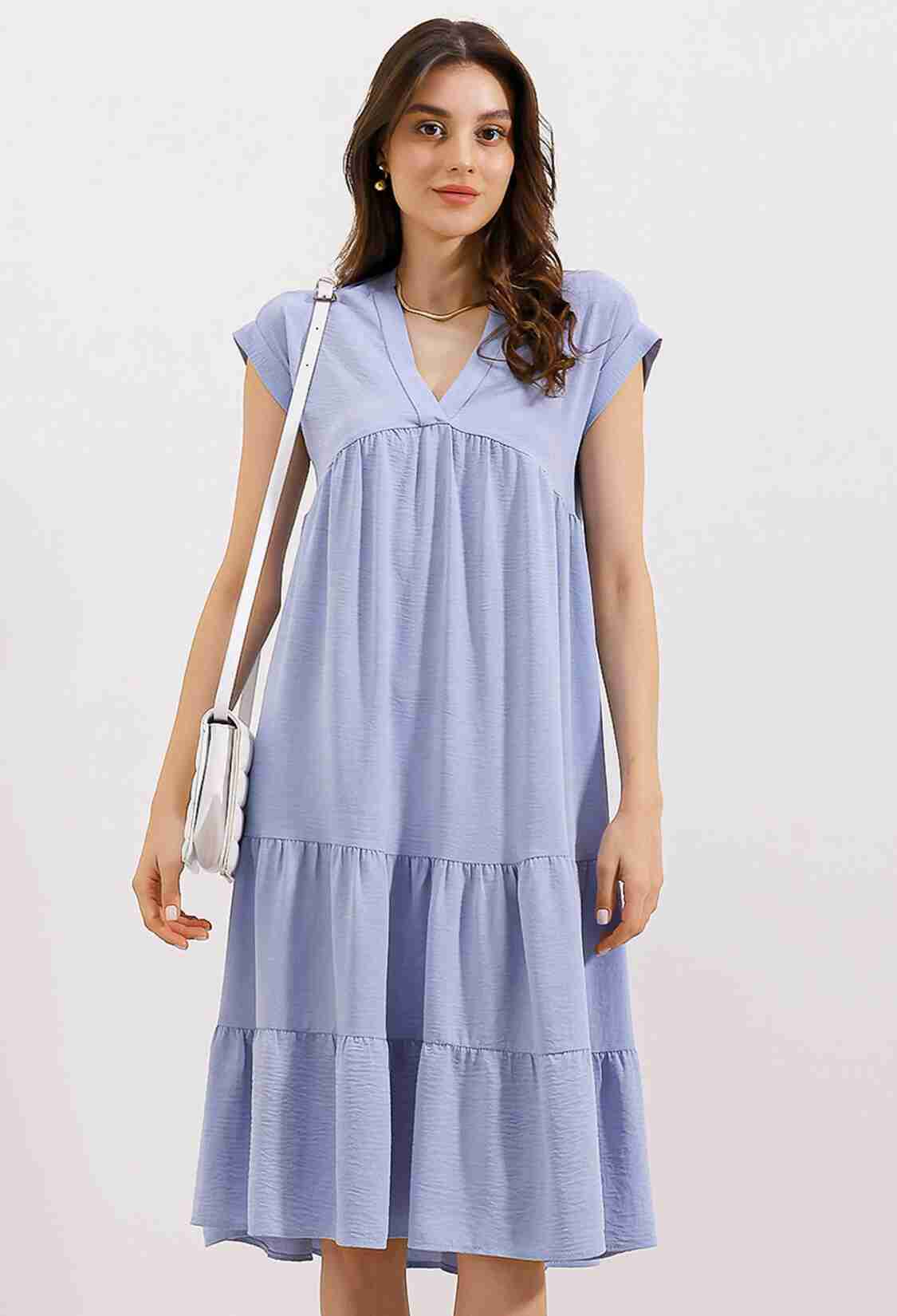 V Neck Flounce Dress - Brand: Bigdart - Women & Kids, Baby Clothes Wholesale - TheBS Women