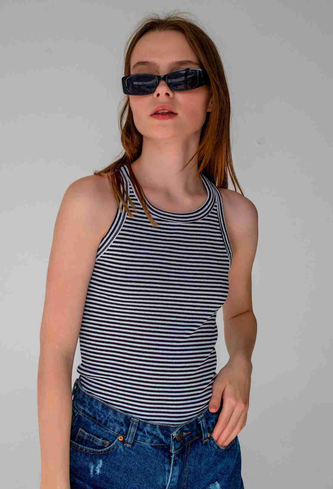 Striped Ribbed Halter Neck Sleeveless Undershirt - Brand: la & vetta - Women & Kids, Baby Clothes Wholesale - TheBS Women