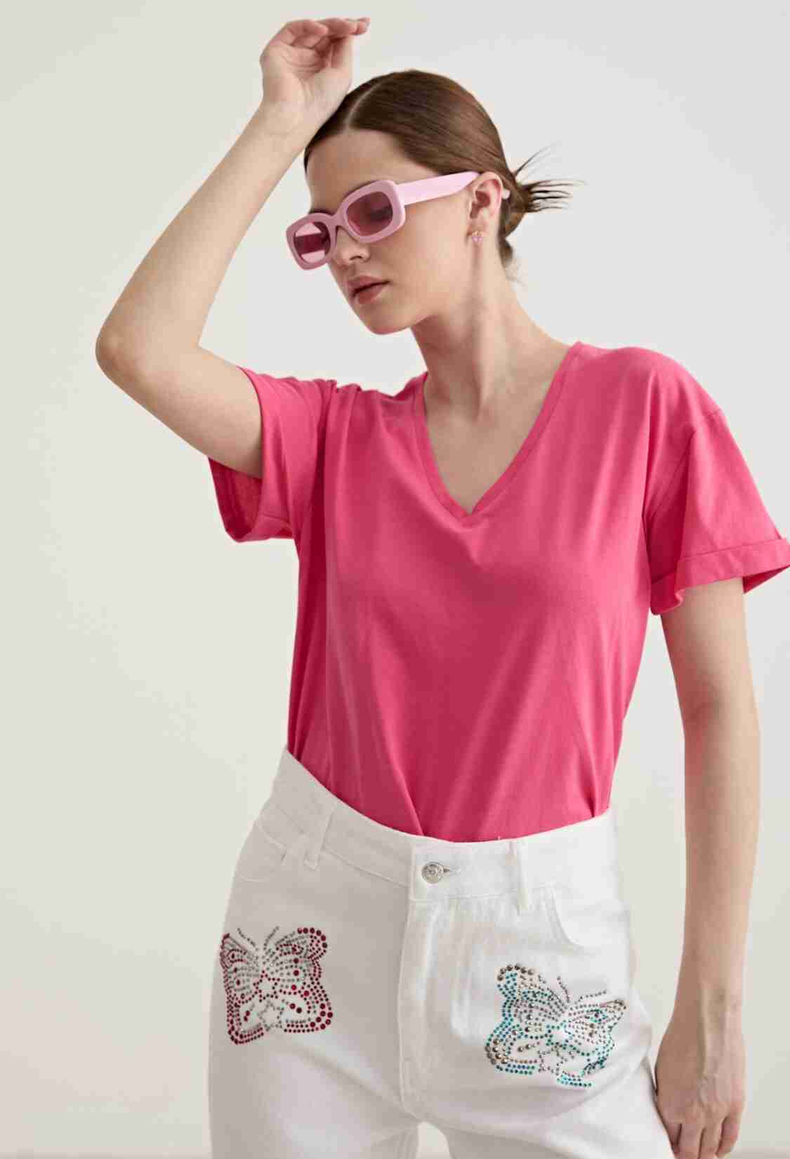 V Neck Sleeve Folded Tshirt - Brand: Levure - Women & Kids, Baby Clothes Wholesale - TheBS Women