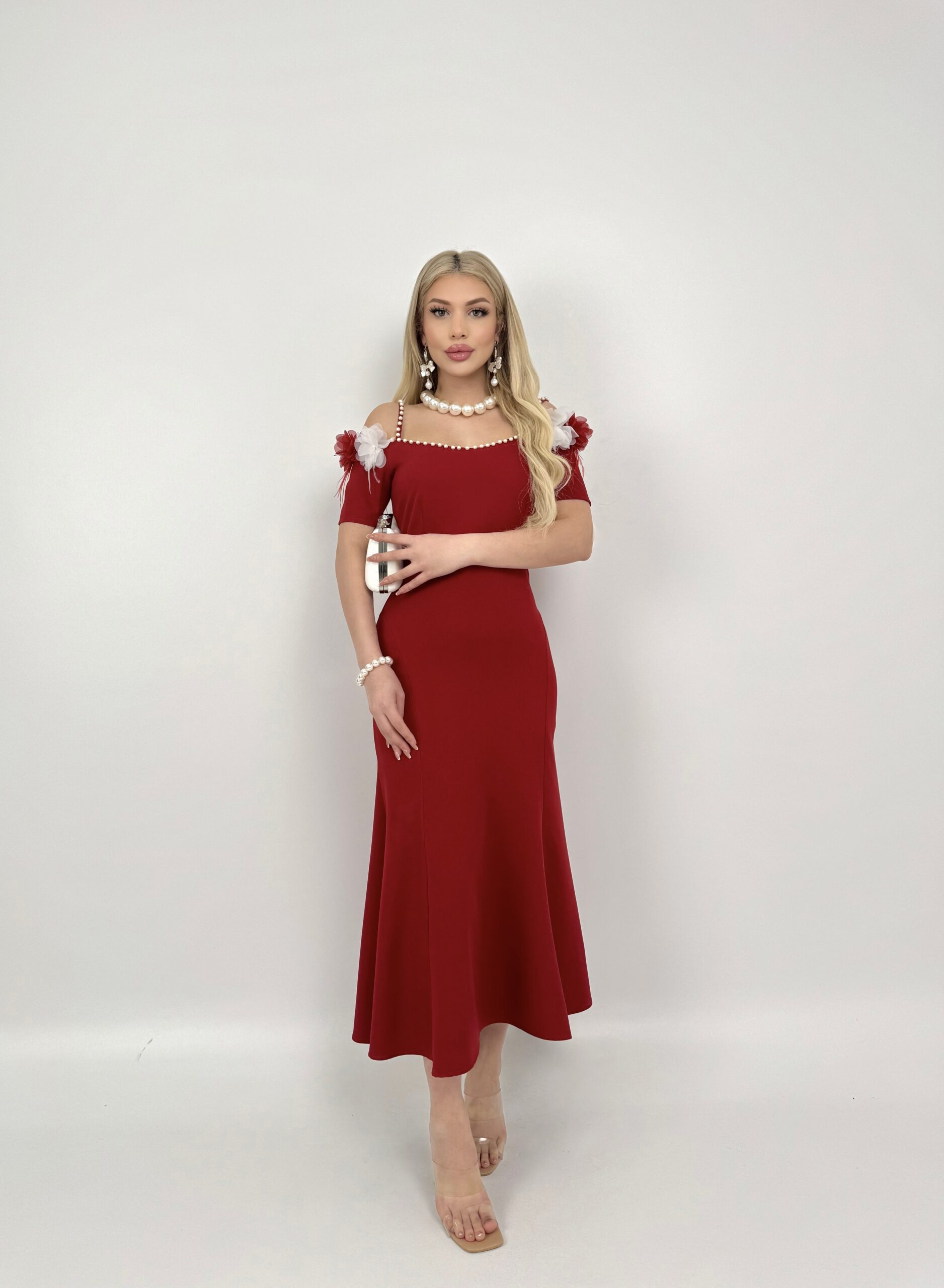Pearl Detailed Sleeve Rose Hanger Dress - Brand: Miss Janell - Women & Kids, Baby Clothes Wholesale - TheBS Women