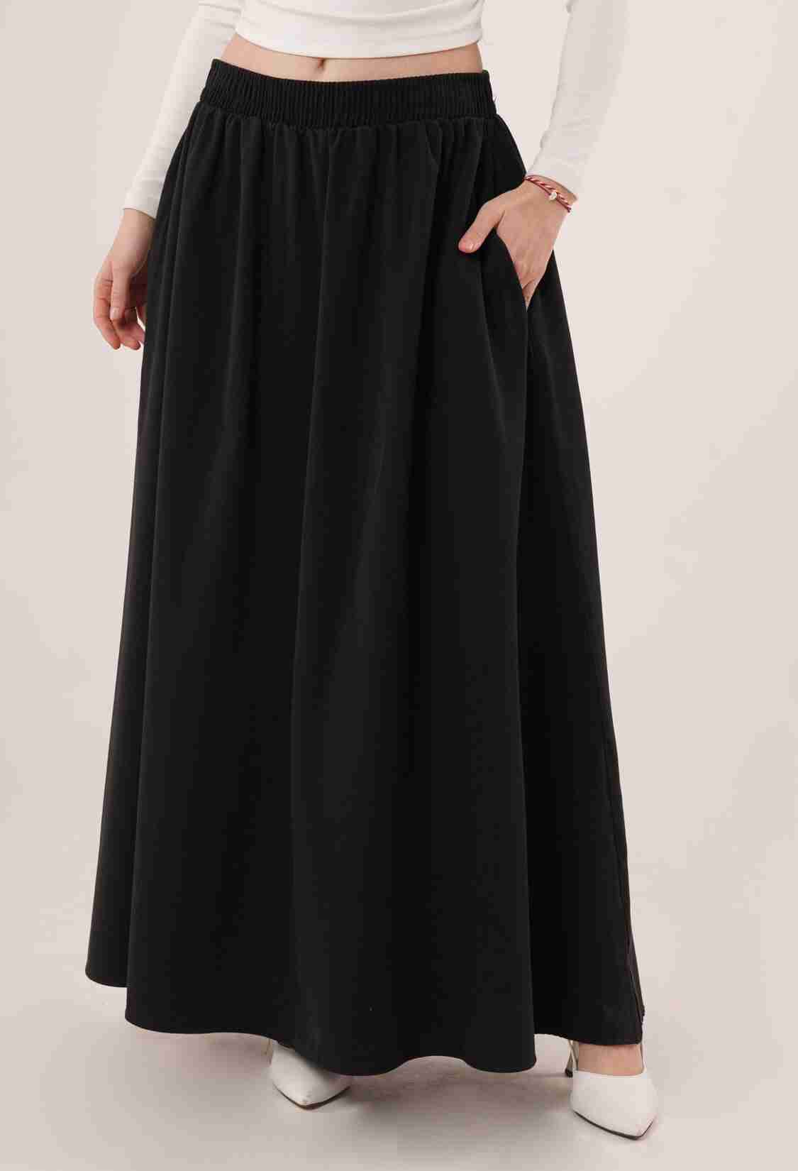 Elastic Waist Pocket Detailed LongWholesale Skirt - Brand: Lustrin - Women & Kids, Baby Clothes Wholesale - TheBS Women
