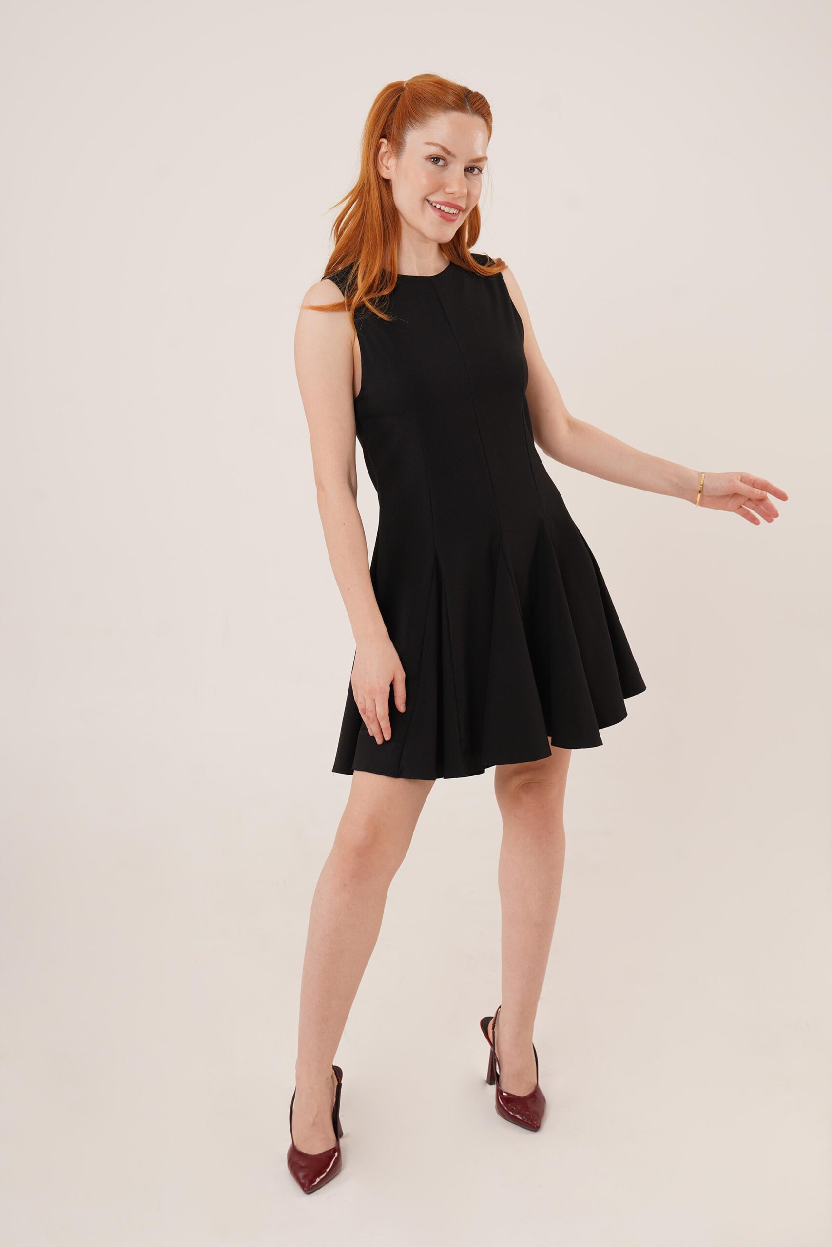 Wholesale Black Mini Dress With Zero Sleeve Pleated - Brand: Lustrin - Women & Kids, Baby Clothes Wholesale - TheBS Women