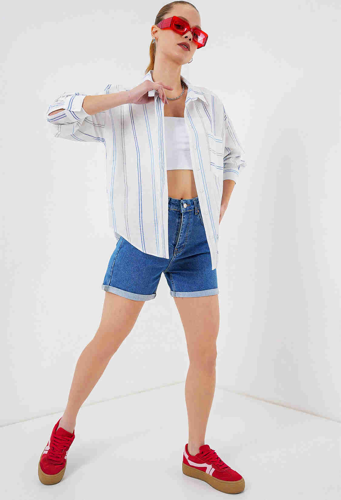 Striped Oversize Shirt 20278 - Brand: Bigdart - Women & Kids, Baby Clothes Wholesale - TheBS Women