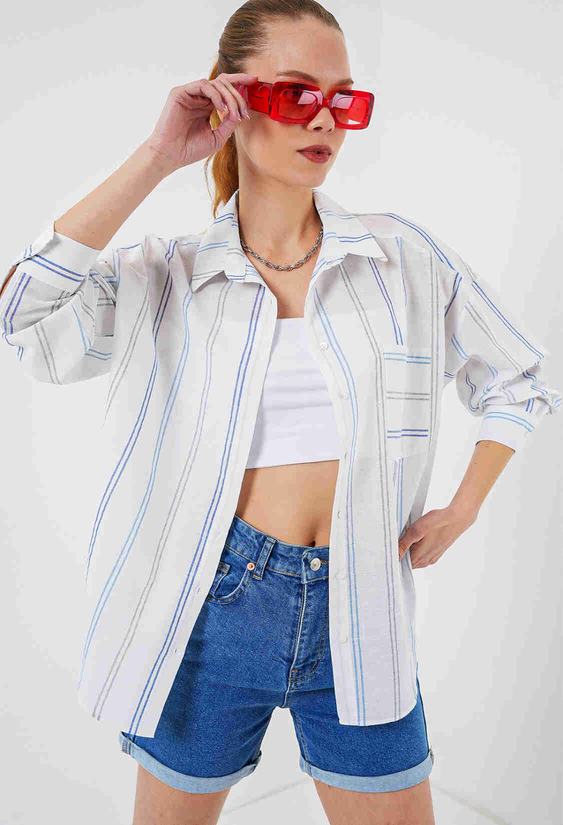 Striped Oversize Shirt 20278 - Brand: Bigdart - Women & Kids, Baby Clothes Wholesale - TheBS Women