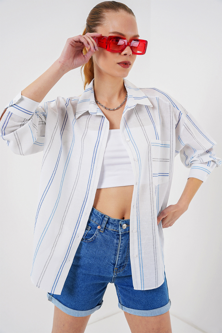 Striped Oversize Shirt 20278 - Brand: Bigdart - Women & Kids, Baby Clothes Wholesale - TheBS Women