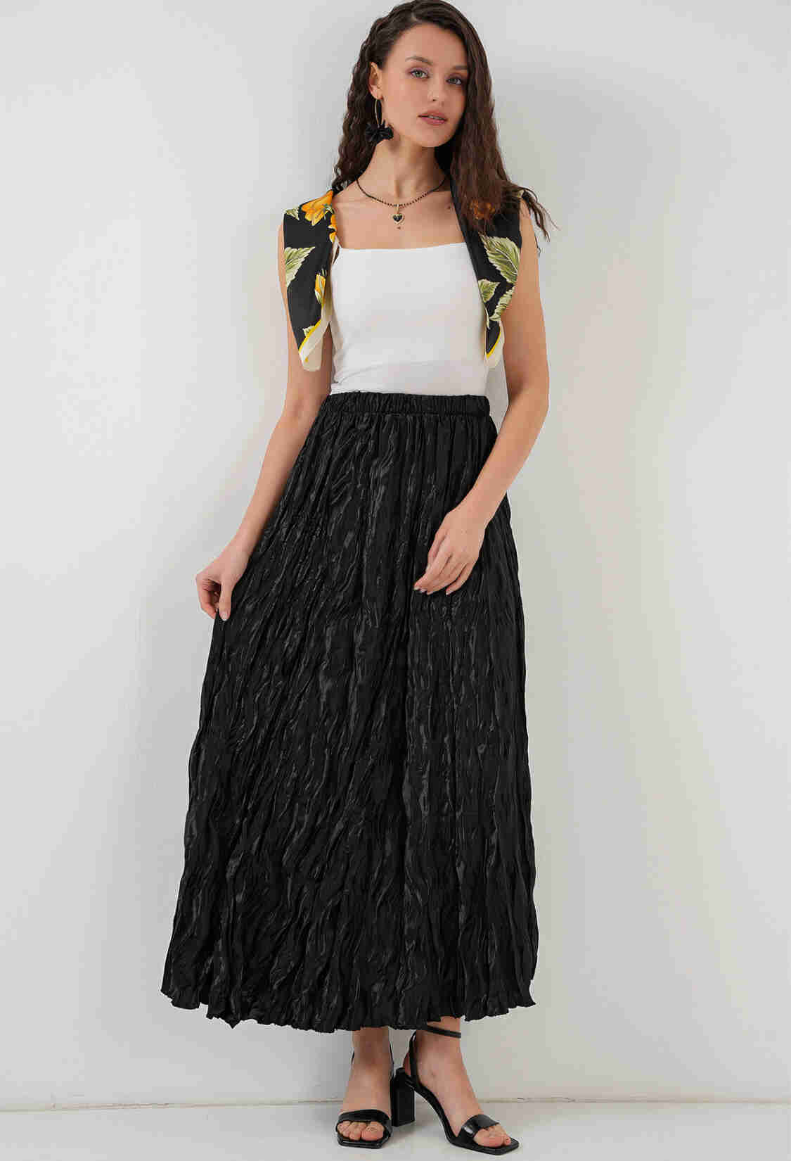 Long Wrinkle Shiny Skirt 8034 - Brand: Bigdart - Women & Kids, Baby Clothes Wholesale - TheBS Women