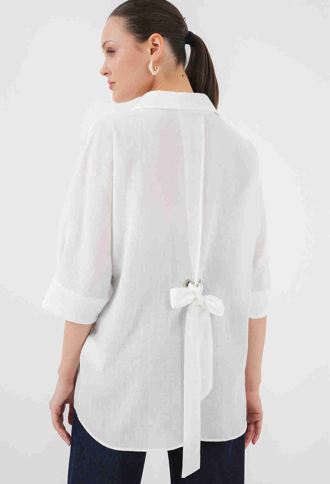 Tie Up Detailed Ayrobin Shirt 20290 - Brand: Bigdart - Women & Kids, Baby Clothes Wholesale - TheBS Women