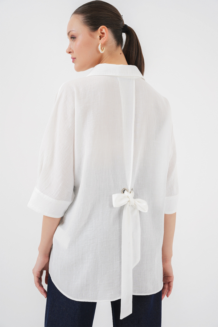 Tie Up Detailed Ayrobin Shirt 20290 - Brand: Bigdart - Women & Kids, Baby Clothes Wholesale - TheBS Women