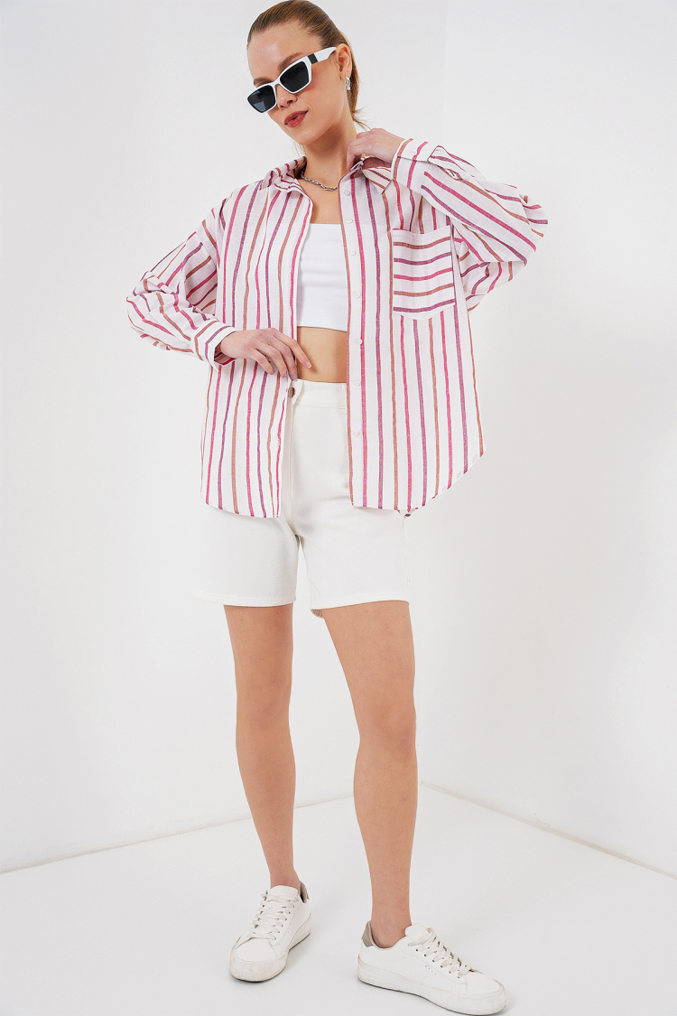Striped Oversize Shirt 20278 - Brand: Bigdart - Women & Kids, Baby Clothes Wholesale - TheBS Women