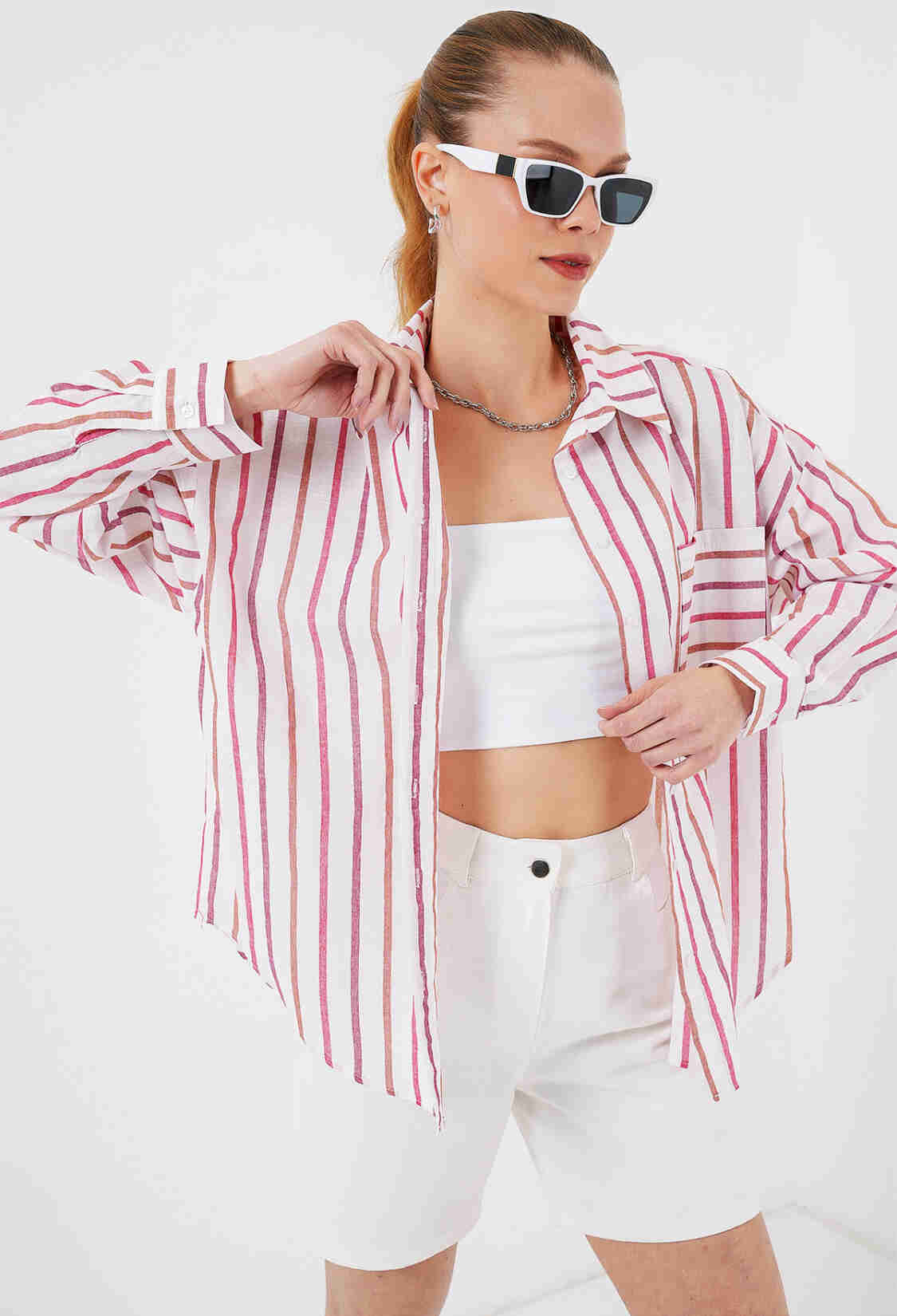 Striped Oversize Shirt 20278 - Brand: Bigdart - Women & Kids, Baby Clothes Wholesale - TheBS Women