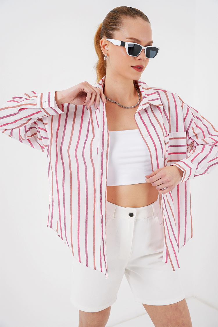 Striped Oversize Shirt 20278 - Brand: Bigdart - Women & Kids, Baby Clothes Wholesale - TheBS Women