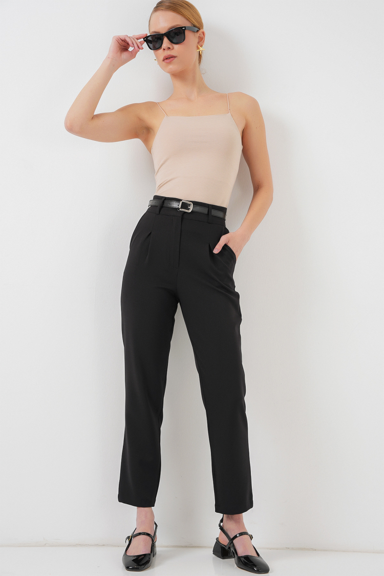 Pleated Belt Fabric Trousers 6725 - Brand: Bigdart - Women & Kids, Baby Clothes Wholesale - TheBS Women